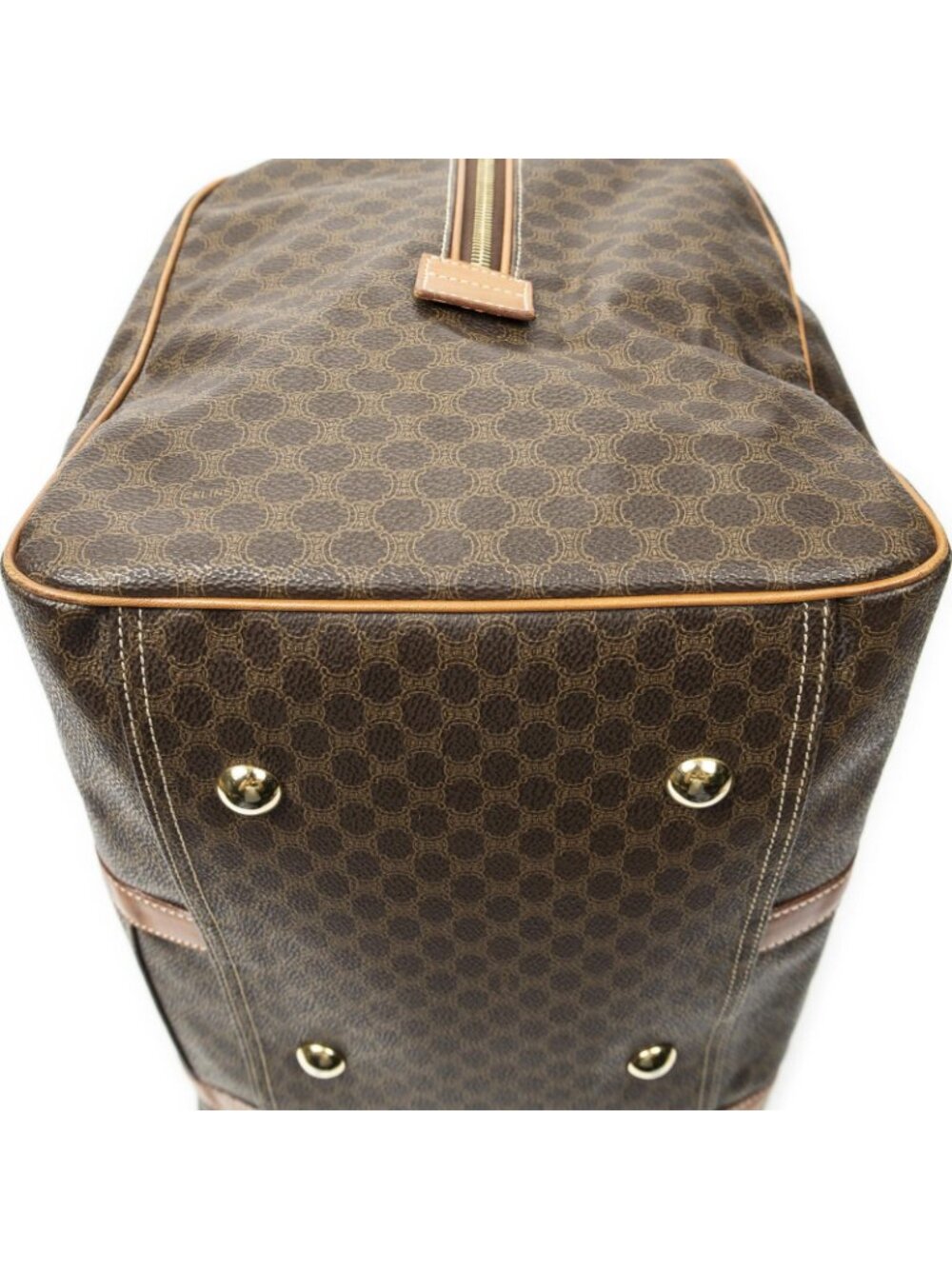 Celine Vintage Travel Boston Brown Macadam Canvas Shoulder - Picture 8 of 10